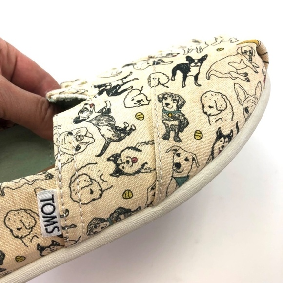 Toms Belmont Office Dogs Limited Edition cream canvas all breeds shoes Size 7 - Picture 9 of 9